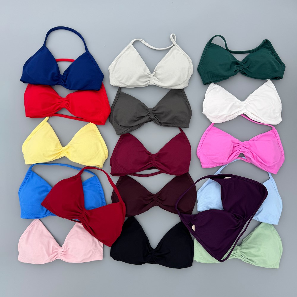 Plunge Bra Push Up - เสื้อชั้นในสตรีแบบมีสายสำหรับออกกำลังกาย รองรับทรงสูง ดันทรง สายบาง ไร้ตะเข็บ แบบคล้องคอ